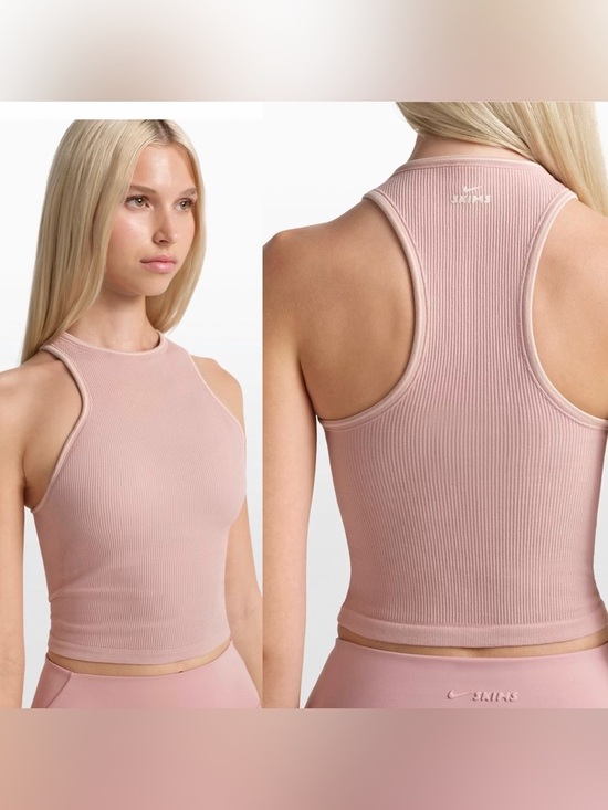 SKIMS Tops - Nike SKIMS Ribbed Seamless Racer Front Tank Himalayan/Ecru Size Small NWT
